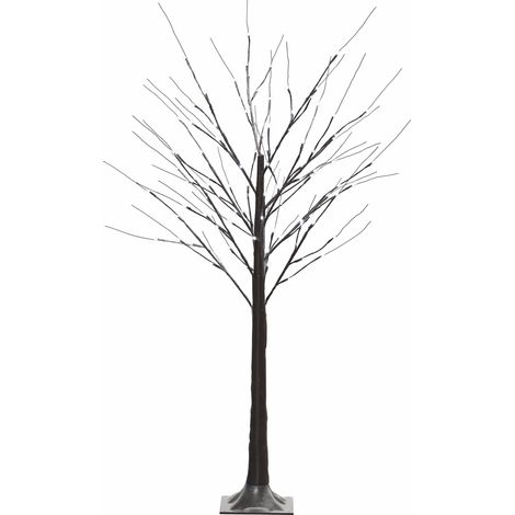 Abedul artificial con iluminación LED, 96 micro-LEDs de luz blanca fría, 150 cm, marrón. (1/5)