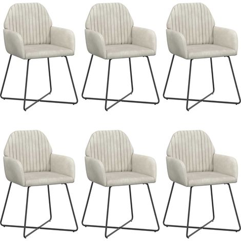 Chaises de salle à manger 6 pc Velours Crème 55 x 50 x 84 cm vidaXL (1/5)