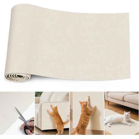 1 Katzenkratzmatte, selbstklebend, zuschneidbar, aus Vliesstoff, zum Schutz von Sofas und Möbeln (1/5)