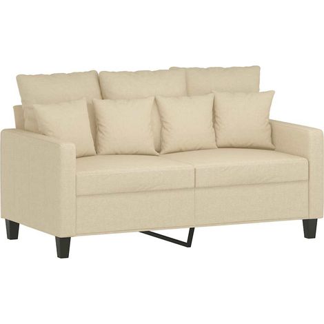 Canapé  Sofa à 2 places Crème 120 cm Tissu (1/5)