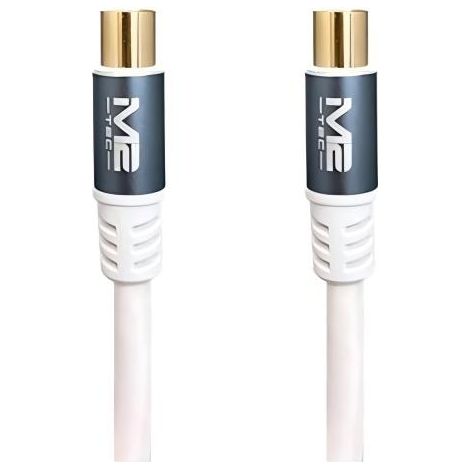 Cabo coaxial de alta velocidade M2 TEC, 2 m, contactos banhados a ouro - Branco (1/2)