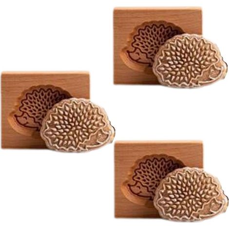 Moule à biscuits en bois, moule à biscuits en bois sculpté en 3D en forme d'animal (hérisson) (1/5)