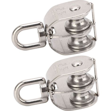 2 pièces Double poulie en acier inoxydable M25 Double bloc de poulie 150kg roulement poulie pivotante roue rouleau (1/5)