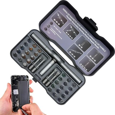 Jeu de tournevis à cliquet  Outil magnétique portable de précision multi-embouts, jeu de clés Allen à cliquet, pour la réparation de montres, lunettes, vélos, ordinateurs électriques, meubles et garag (1/5)