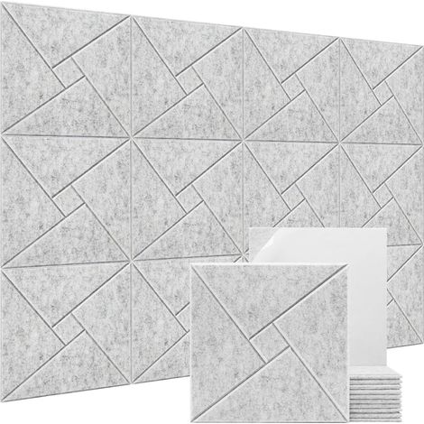 Lot de 12 panneaux acoustiques auto-adhésifs, panneaux muraux insonorisants, panneau absorbant le son en polyester haute densité, 30 x 30 x 0,9 cm (1/5)