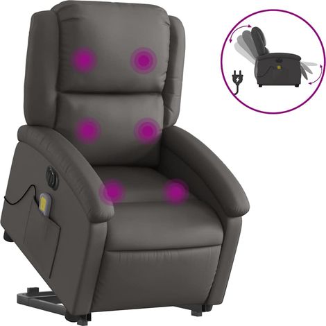 Maison Exclusive - Poltrona Alzapersona Massaggi Reclinante Elettrica Grigia Pelle