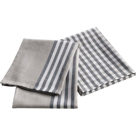 Lot de 2 torchons 50 x 70 cm Cuisine Gris (1/3)