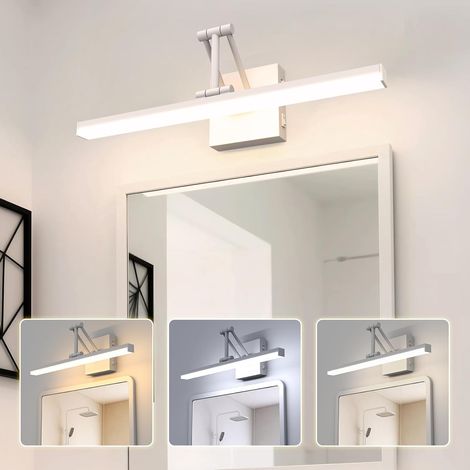 Applique De Salle De Bain Avec Interrupteur Pliable Support Télescopique 12W 960LM 3000K 4500K 6000K, Blanche Eclairage Tableau, Applique Pour Toilette Miroir, Liseuse Lampe Murale De Chevet (1/5)