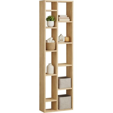 Libreria Mortara, Biblioteca 9 Ripiani, Installazione Libera, Struttura Verticale, 45x20x150h cm Marrone Rovere