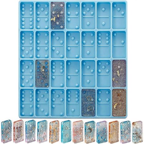 Resin Domino Mold Epoxy Resin Domino Mold Resin Candy Mold Clay Mold Chocolate Domino Mold (Blue) (1/5)