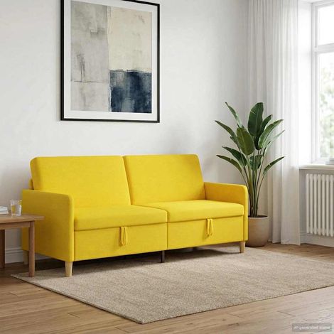vidaXL Sofa avec rangement Jaune clair 192 x 78 x 87 cm Polyester (1/5)