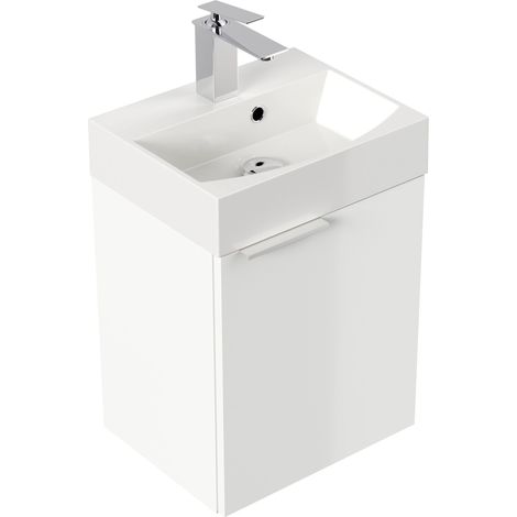 Gäste WC Badmöbel Kubus Slimline 40cm SoftClose weiß hochglanz