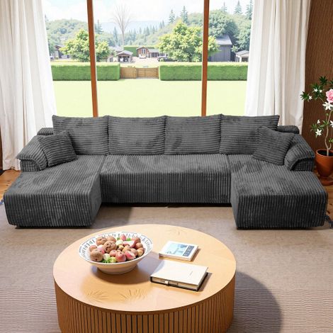 Divano angolare modulare in velluto a coste, trasformabile e compatto per soggiorno – design contemporaneo, facile da montare, ideale per spazi ridotti