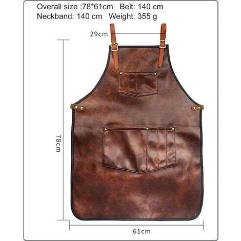 Tablier de chef pour hommes femmes tablier en cuir imperméable avec poches sangles croisées pour cuisine barbecue cuisine barbier Barista tablier travail manue (Style 1) (1/4)