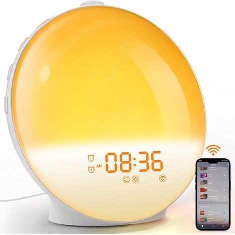 Wecker，Analoger Sonnenaufgangswecker，Analoge Sonnenuntergangsmusik zum Einschlafen，Geeignet für Kinder und Erwachsene (1/5)