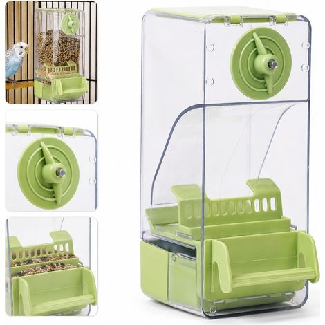 Mangeoire Automatique pour Perroquets et Canaris Plastique Acrylique Vert Avocat 20.5 x 10.5 x 9.5 cm (1/4)