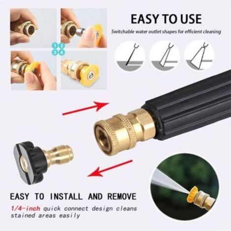 Buse Turbo - 7 Embouts Pour Nettoyeur Haute Pression - Connexion Rapide 1/4 Pouces - Angles 0° à 65° - Acier Inoxydable et Laiton - Lot de 7 (1/5)
