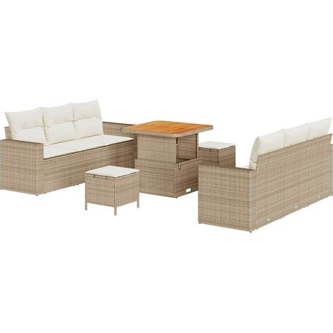 Maison Exclusive - Set Divano da Giardino con cuscino 9 pcs beige e panna