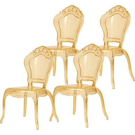 Set 4 sillas de policarbonato transparente Silla de cocina/sala de estar Sillones de plástico para comedor Sillón dormitorio (1/5)