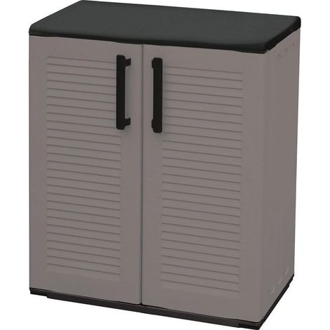 Artplast – Armoire basse 2 portes en polypropylène recyclé – Dimensions 68 x 37 x 84 cm – Étanchéité totale et résistance UV – Montage rapide sans outil (1/5)