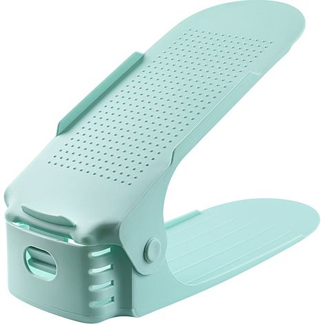 Étagère à chaussures réglable verte x2, meuble à chaussures double niveau, rangement chaussures compact pour maison, chambre et dortoir (1/5)