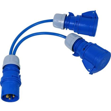Distribution cable, 2 x 16A sockets, 240V, IP44/IP54, Caravan/Motorhome (1/5)