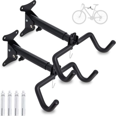 Support Mural pour Vélo Pliable, Porte-Vélo Mural 2 Pièces pour Garage Crochet mural pliable pour vélos de route, VTT et vélos hybrides, permet un rangement pratique à la maison ou au garage (1/5)