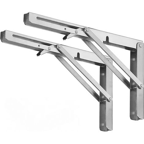 Soporte plegable para estante, soporte que ahorra espacio, bisagra para mesa plegable de montaje en pared, 20 cm, 2 piezas - Plata (1/5)