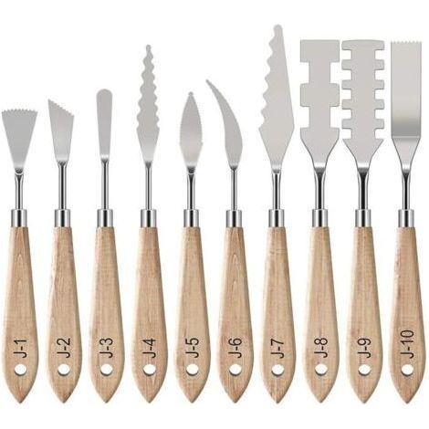Peinture Grattoirs,Couteaux à Palette [10 PCS], Peinture Mixage Grattoir Peinture à l'huile Couteau en Acier Inoxydable,Spatule (1/4)