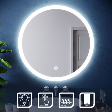 ELEGANT Bathroom Mirror Waterproof Illuminated Acrylic Round Mirror 800x800mm Bathroom Mirror with Demister Pad (1/5)