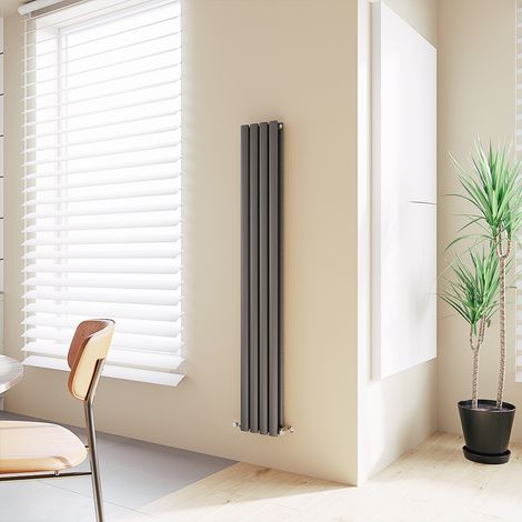Acezanble Vertical Oval Column Radiator Central Heating Rad 1600x236mm Double Anthracite