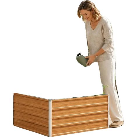 Jardin surélevé, acier galvanisé, design à fond ouvert, Marron (1/2)
