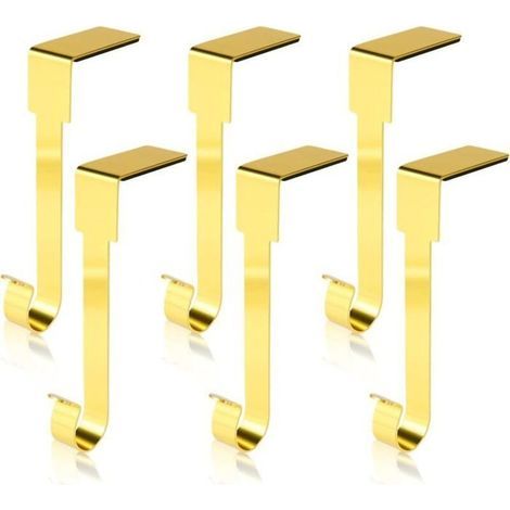 Golden Christmas stocking holders - Set of 6, 25-140mm metal hooks for stable festive decorations. (1/4)