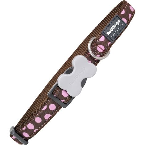 Collier chien Red Dingo Fantaisie marron à pois rose Taille : T3