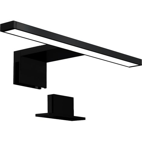 B.K.Licht applique murale salle de bain noire 30cm 5W 650lm 4000K blanc neutre IP44 lampe miroir avec pince et fixation
