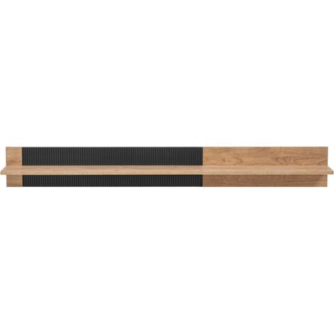 Étagère murale Aron - Bois MDF noir mat et chêne Ribbeck - 160 x 20 x 23 cm - Livraison gratuite (1/4)