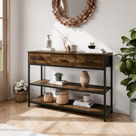 Vintage Console Table with Drawers and Shelves (1/3)