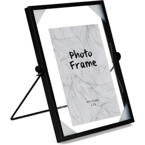 Cadre photo en verre A5, cadre photo vertical en métal noir, rotation angulaire 40° (1/5)