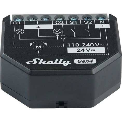 Shelly 2PM Gen4 2-Kanal-Relais WLAN-gesteuerter Smart-Schalter für 2 Stromkreise oder Rollläden max. 16A, WLAN, BT, Unterputz