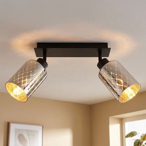Plafoniera a LED, faretto, lampada da soggiorno, faretto orientabile, nero, L 46 cm (1/5)
