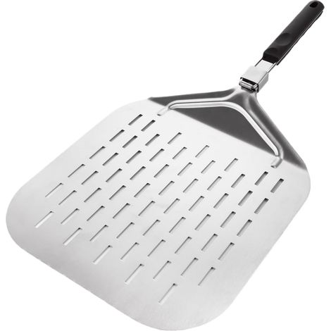 Pizzaschieber, 42 x 32 cm, Pizzaschieber mit klappbarem Griff, professioneller Pizzaschieber aus Edelstahl zum Kochen köstlicher hausgemachter Pizzen, Grillen, Brot