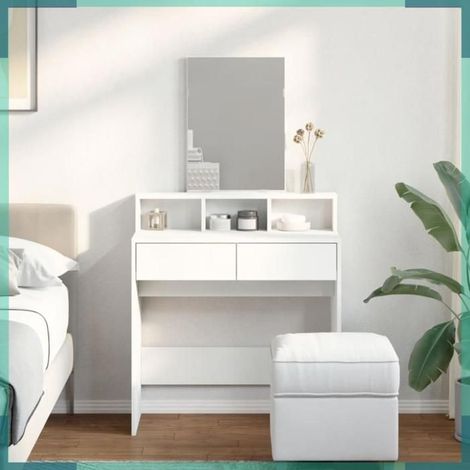 848171 Coiffeuse avec miroir blanc 80x41x144,5 cm (1/5)