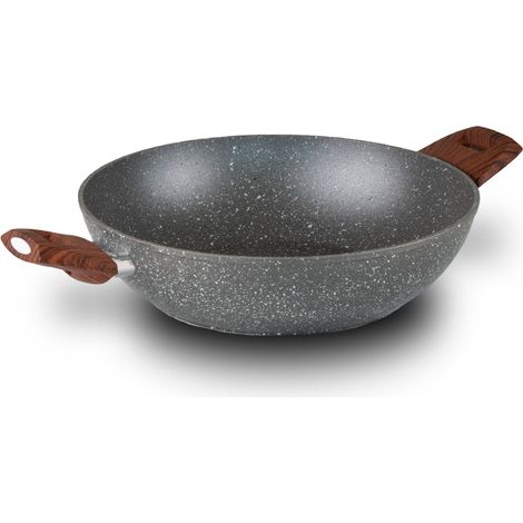 Mamù Wok ad induzione con due manici, Ø 28 cm, antiaderente e antigraffio, con alto spessore, extra resistente