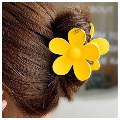 Pinza para el cabello Ecarla Flower color amarillo pastel SP314 (1/5)