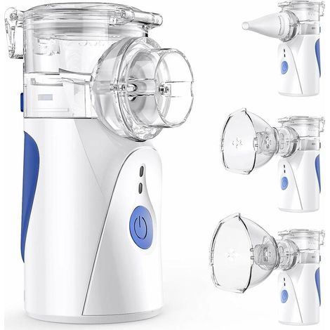 Inalatore, Inalatore con funzione autopulente, Inalatore nebulizzatore con boccaglio e mascherina per bambini e adulti, Portatile e silenzioso, Spray regolabile (1/5)