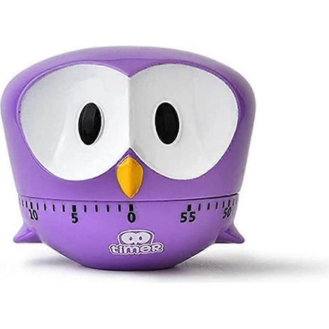 Mechanischer Küchentimer „Lila Eule“, 60 Minuten, Handaufzug, 360°-Drehung, niedlicher Timer zum Kochen/Lesen/Sport. (1/5)
