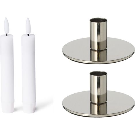 2x Novaliv Standkerzenhalter Stabkerzenhalter 2 x 10cm Silber (1/4)