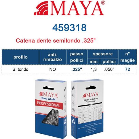 Catena 325&quot 1.3 mm - .050&quot 72 maglie senza antirimbalzo profilo Semi tondo - 459318