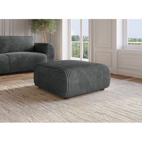 Pouf en velours gros côtelé doux gris TILDA (1/4)