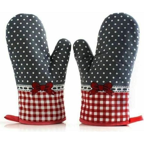 Guantes ignífugos para parrilla, manoplas de algodón para horno que protegen las manos. Talla única, se venden en paquetes de 2 (28 cm).